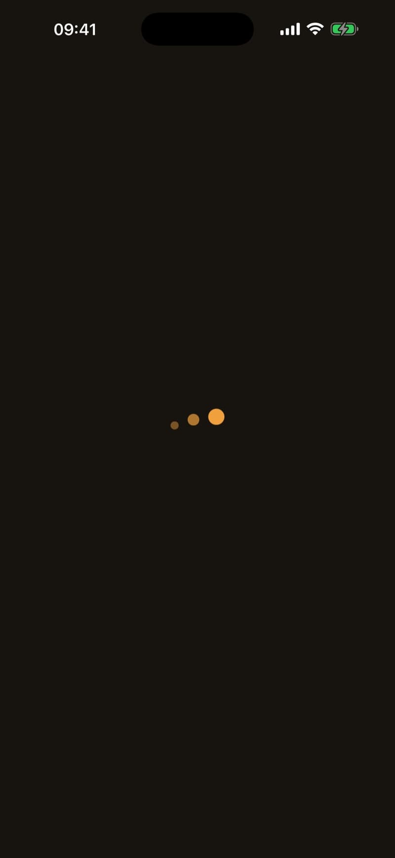 The launch preloader — the Bounce: three honey dots rising in an arc on a dark ground